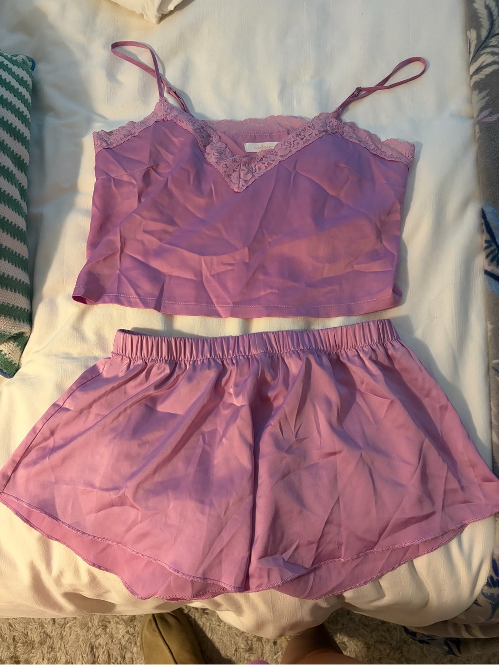 Women's Lace-Trim Cami & Short Pajama Set - Lavender